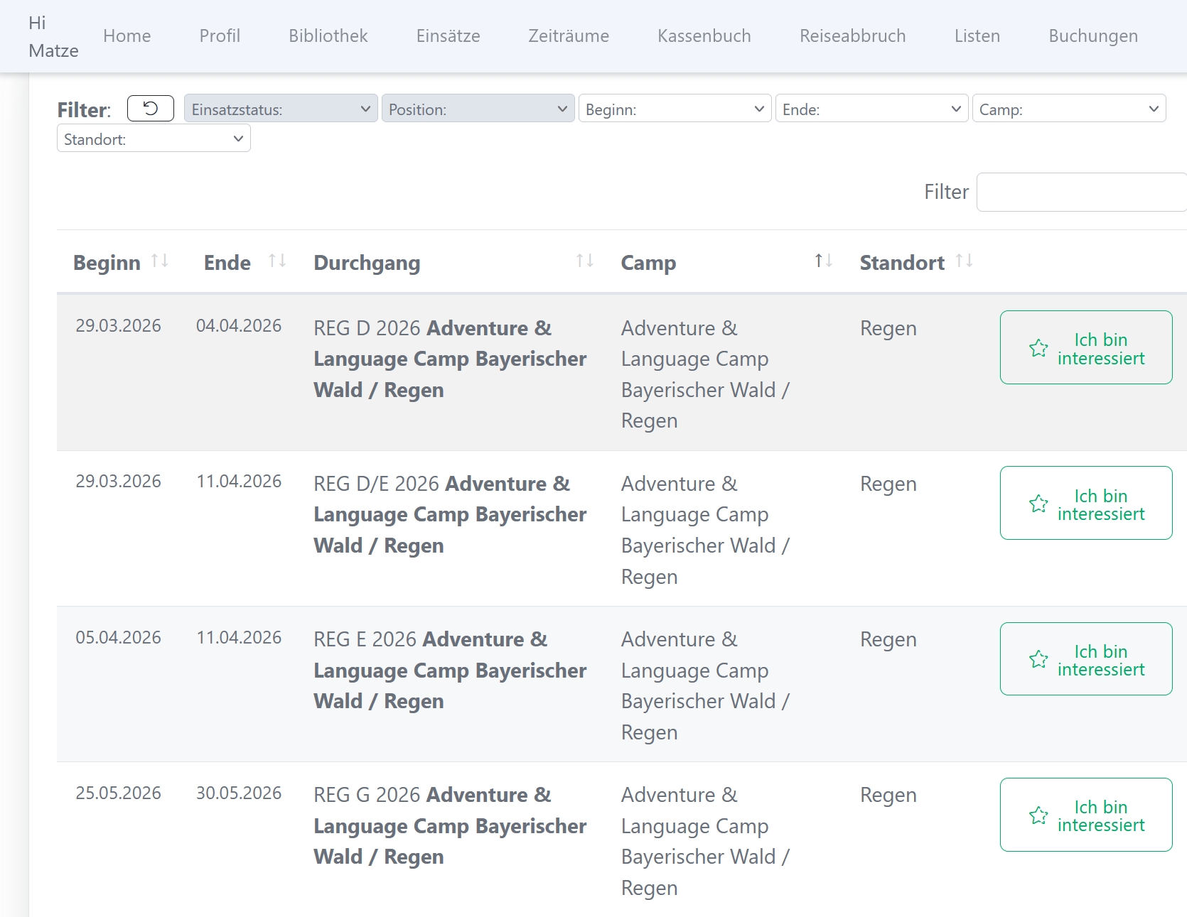 Screenshot Profiel Login